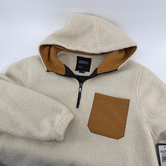 Ezekiel Other - $115 NEW Ezekiel Mens XL Iceland Sherpa Fleece 1/4 Zip Hoodie Ivory Skate Grunge